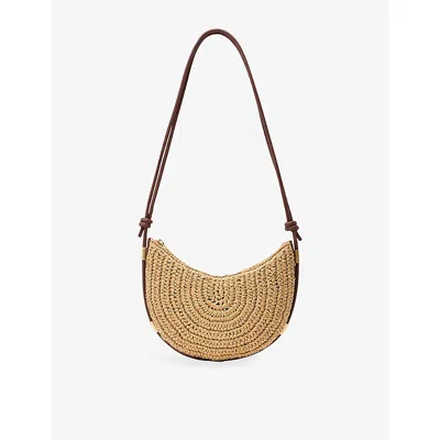 Reiss Womens Natural Harriet Raffia-effect Woven Shoulder Bag In Brown