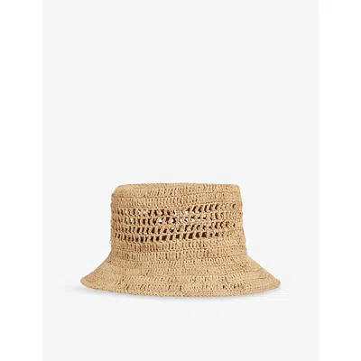 Reiss Womens Ramona Straw Bucket Hat Natural