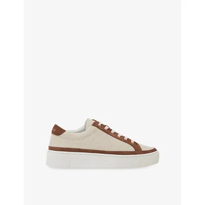 Reiss Womens  Leanne Suede And Cotton Trainers In Neutral