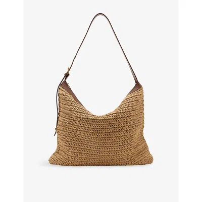 Reiss Womens Natural Vigo Slouchy Raffia Tote Bag In Brown