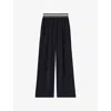 Reiss Womens Navy Abs Striped-waistband Recycled Polyester-blend Trousers