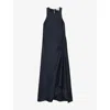 Reiss Womens Anessa Sleeveless Satin Midi Dress Navy In Navy