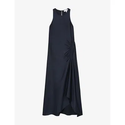 Reiss Womens Anessa Sleeveless Satin Midi Dress Navy