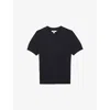 Reiss Womens Navy Anita Short-sleeve Cotton And Wool-blend Top In Blue