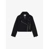 Reiss Womens  Arlow Cropped Wool-blend Jacket In Navy