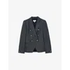 Reiss Womens Baker Peak-lapel Double-breasted Linen And Cotton-blend Blazer Navy In Navy