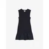 Reiss Womens Navy Belinda Shirred-bodice Cotton Mini Dress