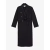 Reiss Womens  Brogan Double-breasted Wool-blend Coat In Blue