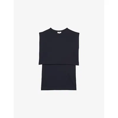 Reiss Womens Navy Carmen Double-layer Sleeveless Jersey Top