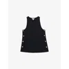 Reiss Womens Navy Cosmo Round-neck Side-button Cotton-blend Top
