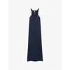 Reiss Womens  Cut-out Embroidered Satin Slip Midi Dress