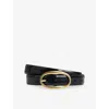 Reiss Womens Navy Drew Oval-buckle Patent-leather Belt In Blue