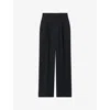 Reiss Navy Eden Petite Elasticated-waist Wide-leg Twill Trousers In Navy