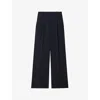 Reiss Womens Navy Eden Wide-leg Mid-rise Woven Trousers