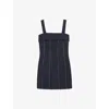 Reiss Womens Navy Effie Contrast-stitch Stretch-woven Mini Dress In Navy