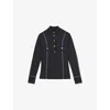 Reiss Womens Navy Eva Contrast-stitch Long-sleeve Stretch-knit Top In Blue