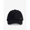 Reiss Womens Navy Fiona Brand-plaque Wool-blend Cap In Black
