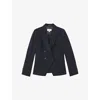 Reiss Womens Navy Gabi Double-breasted Stretch-woven Blazer In Blue