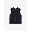 Reiss Womens Gaia Button-embellished Stretch-knit Vest Navy In Blue