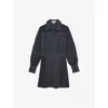 Reiss Womens Navy Giselle Sheer-sleeve Pleated Woven Mini Dress In Blue