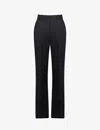 Reiss Womens Navy Haisley Flared-leg Mid-rise Stretch Wool-blend Trousers