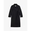Reiss Womens Navy Indira Double-breasted Wool-blend Coat In Blue