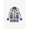 Reiss Womens Navy Isla Scarf-print Woven Shirt In White