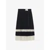 Reiss Womens Navy Ivory Goldie Pleated Woven Midi Skirt In Multi