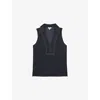 Reiss Womens Navy Ivory Maisie Collared Sleeveless Woven Top In Blue