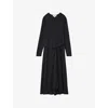 Reiss Womens  Ivy Long-sleeved Stretch-jersey Midi Dress In Navy