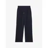 Reiss Womens Navy Jemma Elasticated-waist Wide-leg Stretch-jersey Jogging Bottoms In Blue