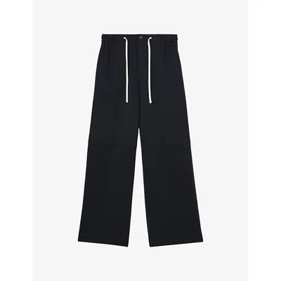 Reiss Womens Lenny Wide-leg Stretch-jersey Jogging Bottoms Navy