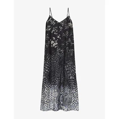 REISS WOMENS REISS LORNIE GRAPHIC-PRINT WOVEN MAXI SLIP DRESS