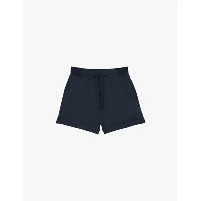 Reiss Womens Navy Phoebe Drawstring-waist Stretch-jersey Shorts In Multi
