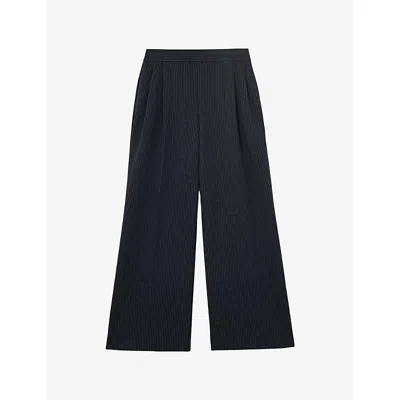 Reiss Womens Navy Remi Pinstriped Stretch-woven Jogging Bottoms In Blue