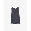 Reiss Womens Navy Ruby Sleeveless Stretch-silk Top Xs In Blue