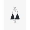 Reiss Womens Effie Twist-strap Triangle Stretch-woven Bikini Top Navy White In Black