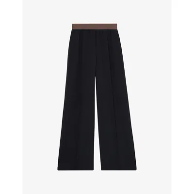 Reiss Womens  Wilde Wide-leg High-rise Stretch-woven Trousers In Navy