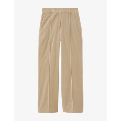 Reiss Womens Nessa Flared-leg High-rise Velvet Trousers Blonde Neutral