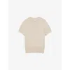 Shop Reiss Womens Neutral Anita Short-sleeve Cotton And Wool-blend Top Xs