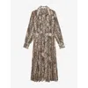 Reiss Womens Neutral Anneka Snake-print Woven Midi Dress In Neutral