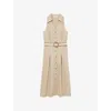 Reiss Womens Annie Belted Sleeveless Linen Midi Dress Neutral In Neutral