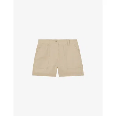 REISS WOMENS NEUTRAL ASHBY WIDE-LEG LINEN SHORTS