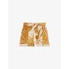Reiss Womens Neutral Avril Palm-print Belted-waist Woven Shorts