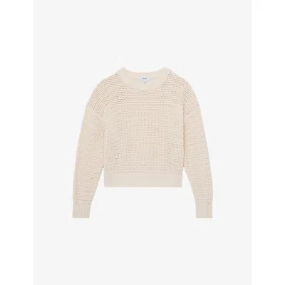 Reiss Womens Neutral Bonnie Open-stitch Cotton Jumper
