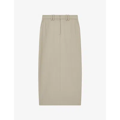Reiss Womens  Brittany Textured Wool-blend Maxi Skirt In Neutral
