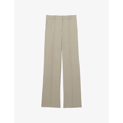Reiss Womens Neutral Brittany Textured Wool-blend Straight-leg Suit Trousers