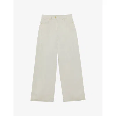 Reiss Womens  Carmen Wide-leg Linen-blend Trousers In Neutral