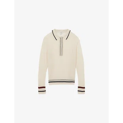 Reiss Womens Neutral Cece Contrast-tipping Wool And Cashmere-blend Polo Jumper
