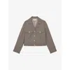 Reiss Womens Neutral Check Jaque Checked Cropped Wool Jacket In Neutral